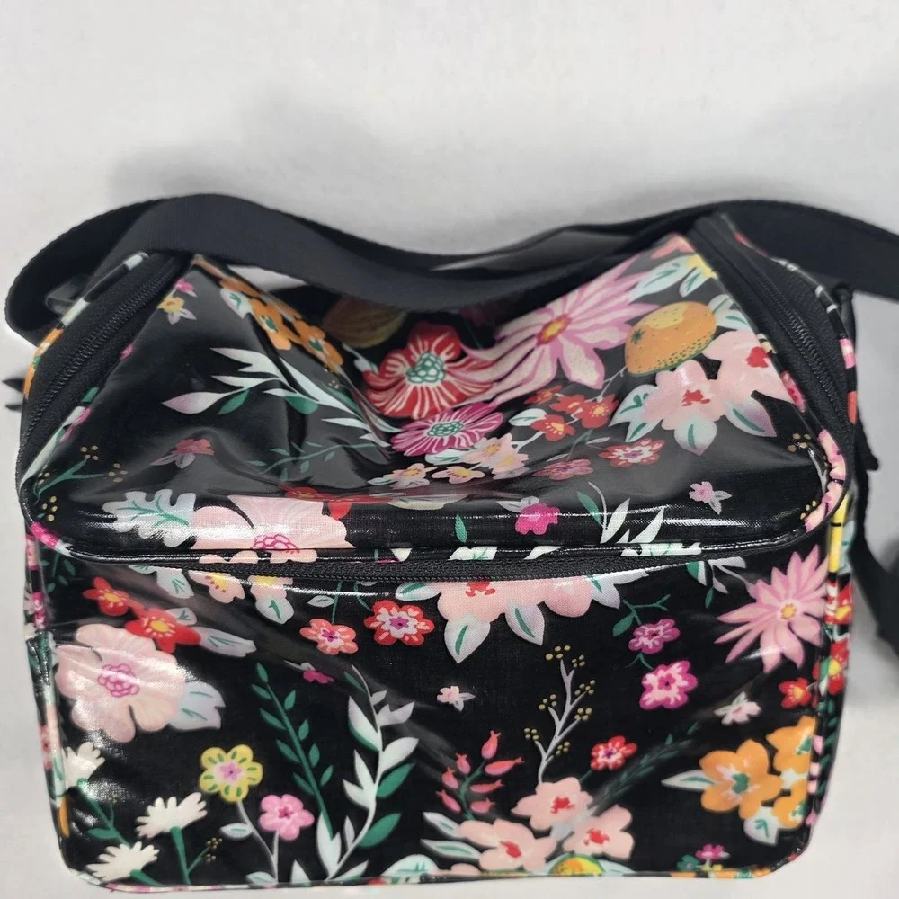 Vera Bradley Floral Tangerine Twist Lunch Bag Zipper Handle Reusable 10x7x5